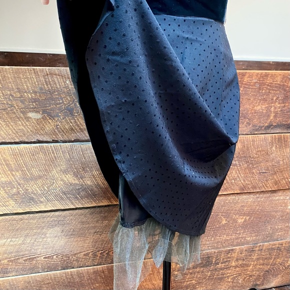 Rampage Gothic Strapless Sundress w/ Velvet Ribbon Belt & Polka Dots Vintage Y2K - Picture 10 of 11